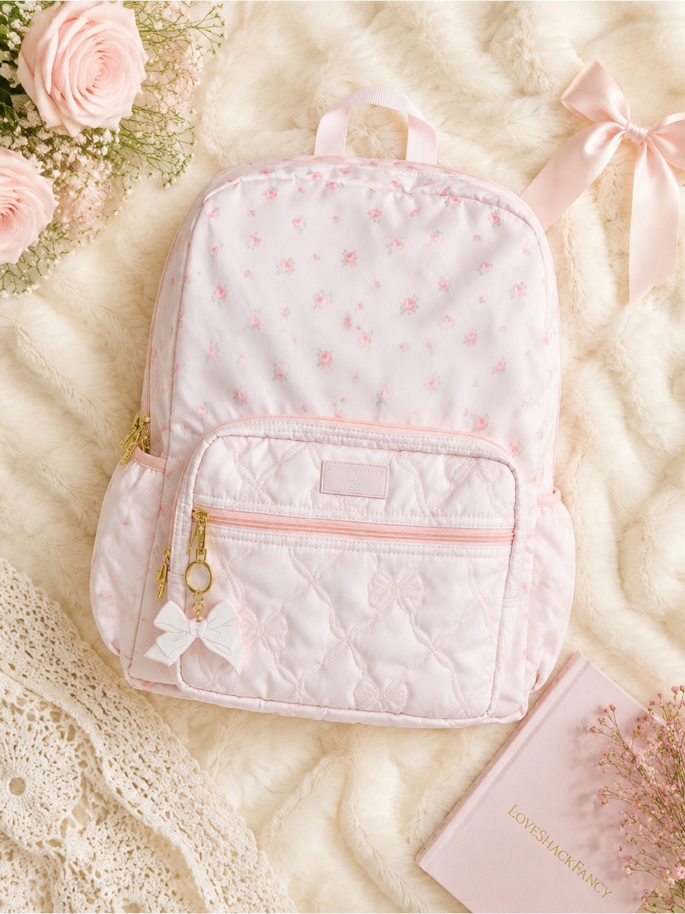 Love shack fancy pink backpack Blooming Heirloom Ditsy Backpack Ballet
